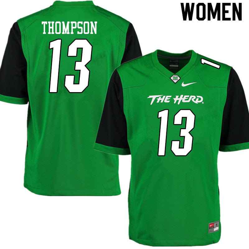 Women #13 Broc Thompson Marshall Thundering Herd College Football Jerseys Sale-Gren - Click Image to Close